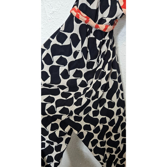 MANGO Womens Jumpsuit Small Black White Printed Halter Wrap Tie Waist Backless - Picture 6 of 13